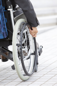 Senior man on wheelchair, close-up