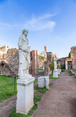 Fototapeta na wymiar Rome, Italy. Roman Forum: Sculptures in the Atrium of the House of Vestal Virgins