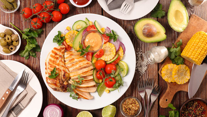 grilled chicken fillet and vegetables