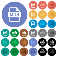 Fototapeta na wymiar MDS file format round flat multi colored icons