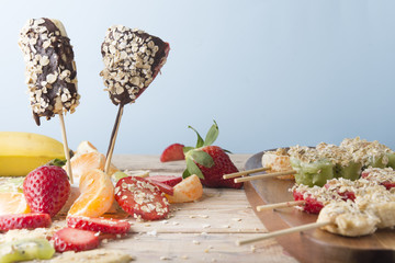 Skewer of fruits Ice cream