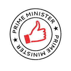 Prime Minister rubber stamp. Grunge design with dust scratches. Effects can be easily removed for a clean, crisp look. Color is easily changed.