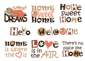 Set of cute wall designs for children to decorate their room