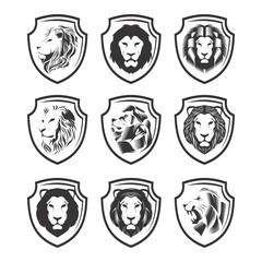 LION WITH SHIELD VECTOR SET