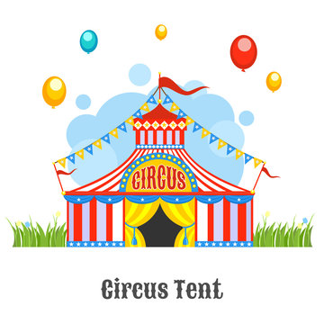 Circus tent, vector illustration. Isolated on a white background.