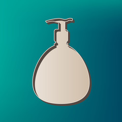 Gel, Foam Or Liquid Soap. Dispenser Pump Plastic Bottle silhouette. Vector. Icon printed at 3d on sea color background.