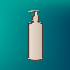 Gel, Foam Or Liquid Soap. Dispenser Pump Plastic Bottle silhouette. Vector. Icon printed at 3d on sea color background.