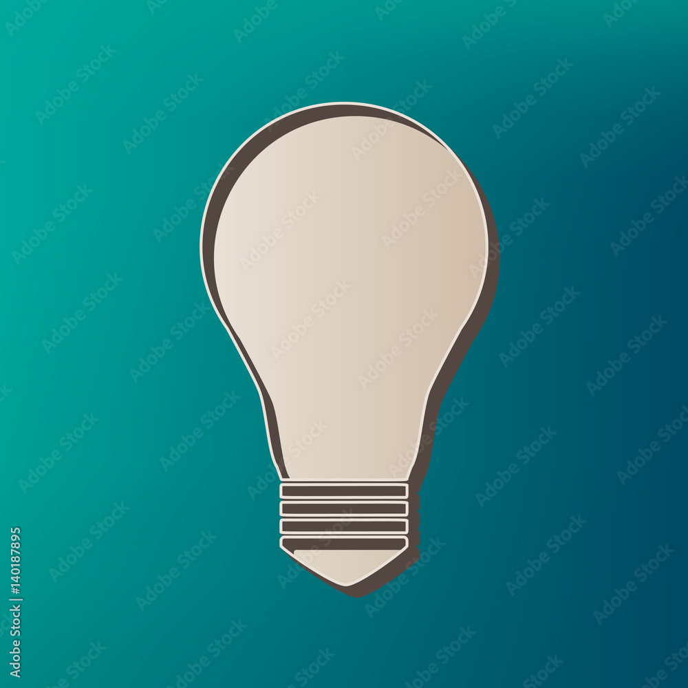 Poster light lamp sign. vector. icon printed at 3d on sea color background.