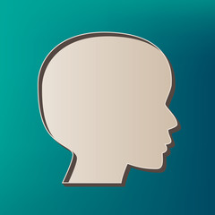People head sign. Vector. Icon printed at 3d on sea color background.