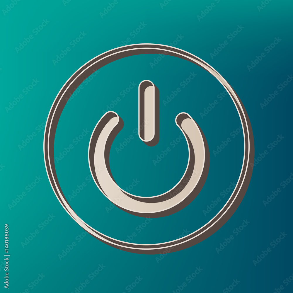 Poster on off switch sign. vector. icon printed at 3d on sea color background.