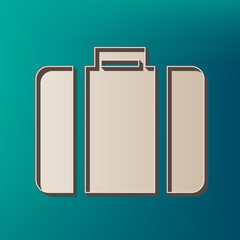 Briefcase sign illustration. Vector. Icon printed at 3d on sea color background.