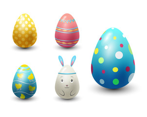 Easter eggs painted with spring pattern vector illustration.