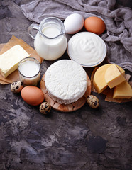 Milk, cottage cheese, sour cream, butter, eggs