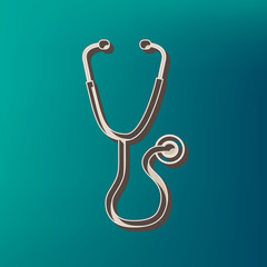 Stethoscope sign illustration. Vector. Icon printed at 3d on sea color background.
