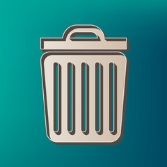 Trash sign illustration. Vector. Icon printed at 3d on sea color background.