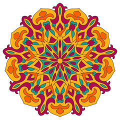 Color mandala vector ethnic pattern, round symmetrical