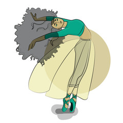 Woman dances ballet in pointe shoes eps 8 illustration © Мария Мисюк