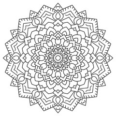 Fototapeta premium Circular geometric ornament. Round outline Mandala for