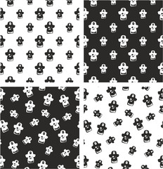 Pirate Captain Avatar Freehand Big & Small Aligned & Random Seamless Pattern Set