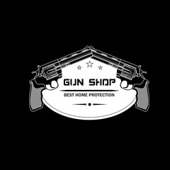 Gun shop emblem, logo. For use as logos on cards, in printing, posters, invitations, web design and other purposes.