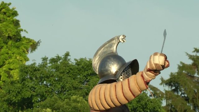 Roman gladiator during the reenactment &ldquo;Tempora Aquileia&rdquo; on June 22, 2013 in Aquileia, Italy