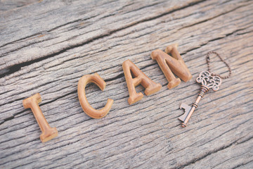 alphabet wood "I can" word