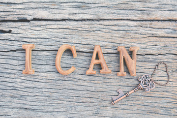 alphabet wood "I can" word