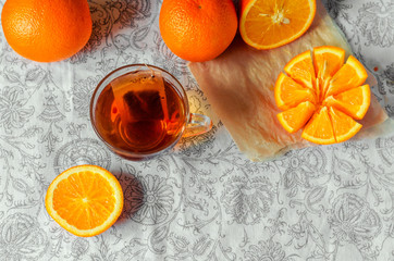 Citrus tea and oranges. Useful tea