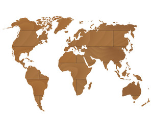 Wooden world map vector