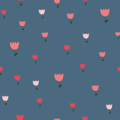 Seamless pattern graphic tulips . Spring wrapping paper. Floral background. Hand drawn Vector illustration. Nature texture.