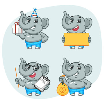 Elephant Holds Gift Paper Notepad Money Character Set