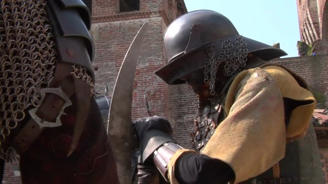 Evil warrior during Soncino Fantasy Festival, an event dedicated to the fantastic Middle Ages in the beautiful surroundings of the magnificent Soncino Castle