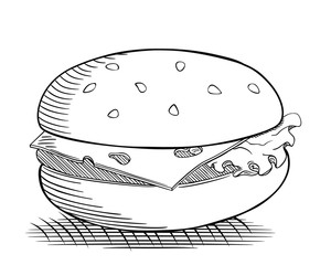 Vector drawing of burger, isolated