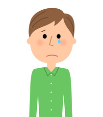 若い男性　泣く