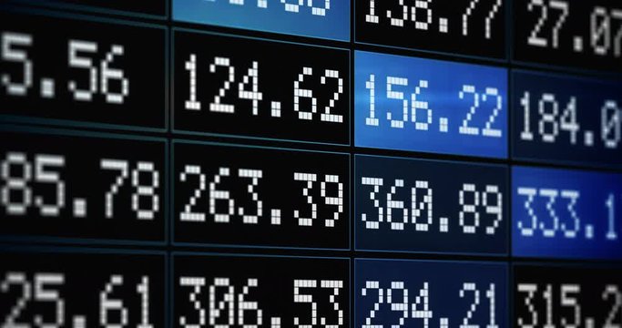 Endless and seamless Clip of  Investing on stock exchange markets or forex or CFD on a LCD Monitor, Screen Board.
Rise and Falling prices or Index for shareholders, daytraders and analytics