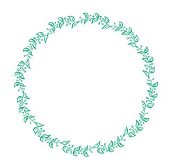 green round frame of leaves isolated on white background. Vector calligraphy illustration EPS10