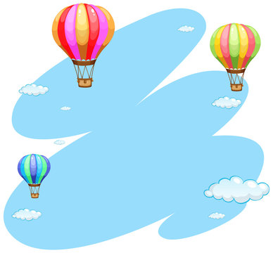 Background template with three balloons in sky