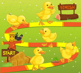 Game template with ducks in the farm