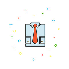 Shirt and tie color thin line icon.Vector illustration