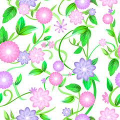Seamless floral plants tileable pattern spring	