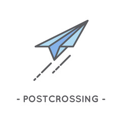 Line color paper plane icon