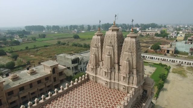 Aerial view of Jain temple in the suburbs of Delhi