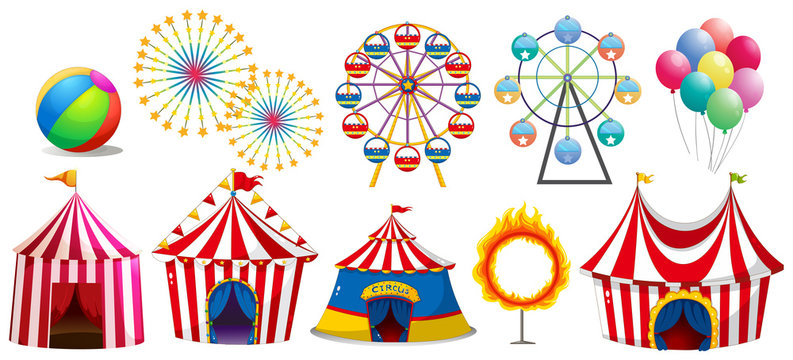 Circus tents and ferris wheels