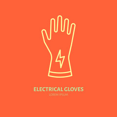 Safety gloves, hand protection flat line icon. Vector logo for personal protective equipment store. Safe work thin linear sign.