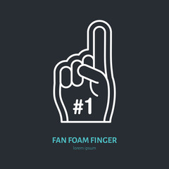Fan foam finger vector line icon. Sport supporting sign. Cheerleading illustration.