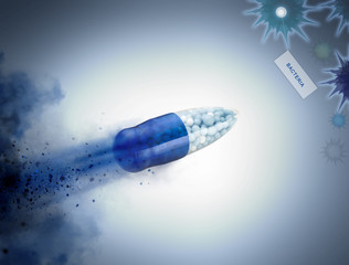 Obraz na płótnie Canvas Blue capsules and pills background