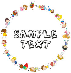 Frame template with kids in circle