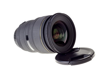 Lens of modern digital camera, view of front lens