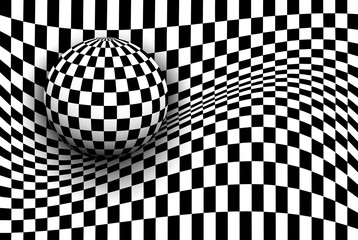 Obrazy na Plexi  Tło 3d czarno-białe, kula w kratkę