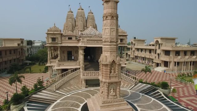 Aerial view of Jain temple in the suburbs of Delhi